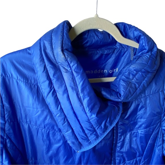 Madden Girl Puffer Jacket Foldable Packable Royal Blue Lightweight Weather 1X - Picture 5 of 10